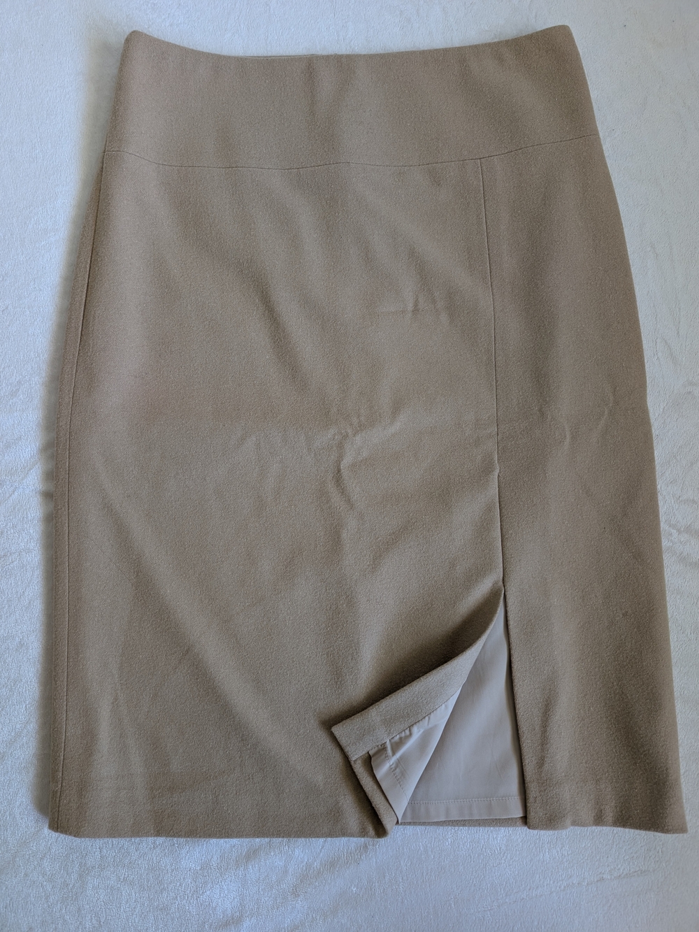 Banana Republic Wool Pencil Skirt with Front Slit-Tan